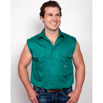 JUST COUNTRY JACK 1/2 BUTTON SLEEVELESS SHIRT