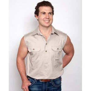 JUST COUNTRY JACK 1/2 BUTTON SLEEVELESS SHIRT