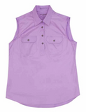 JUST COUNTRY KERRY 1/2 BUTTON SLEEVELESS SHIRT